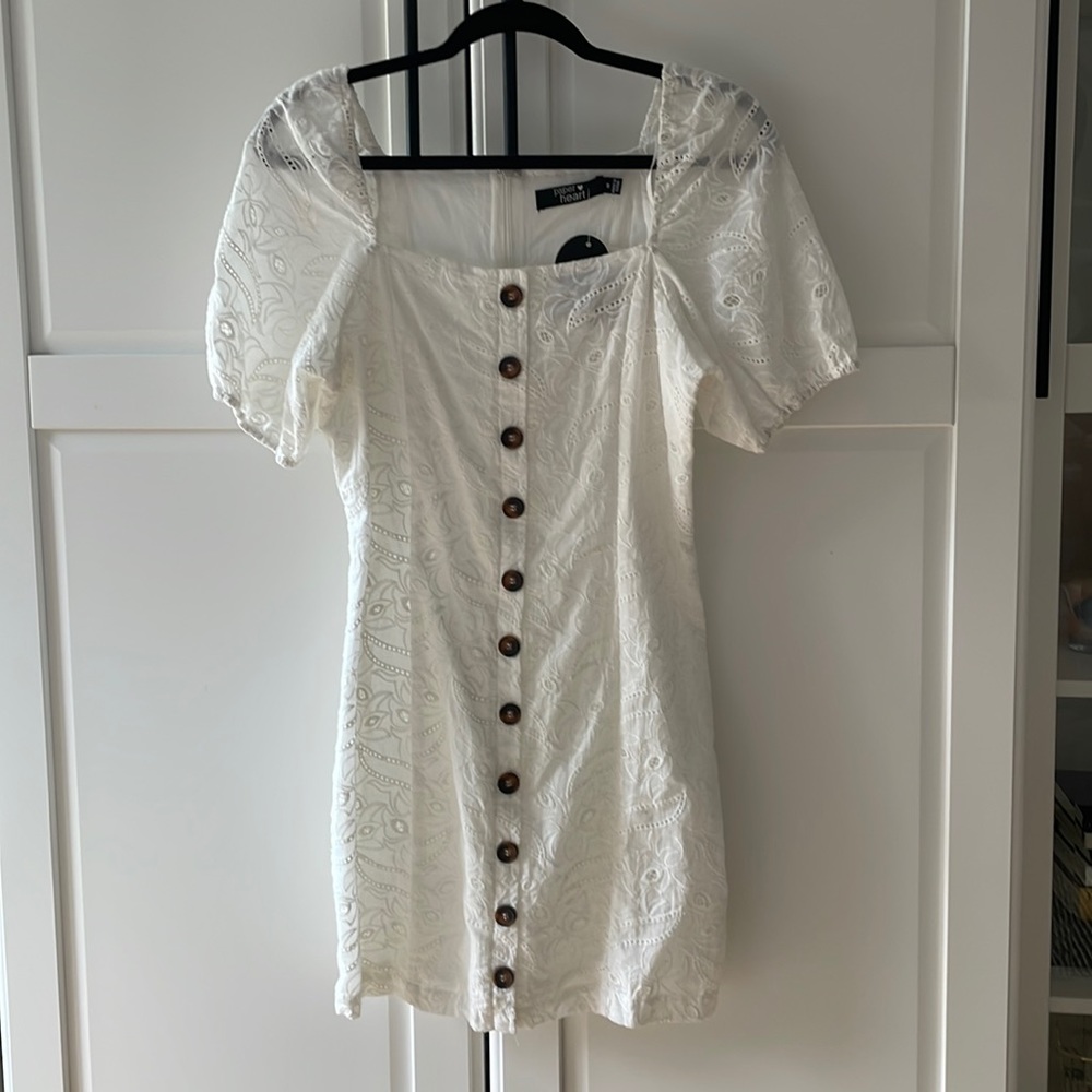 NWT White cotton eyelet dress - size medium